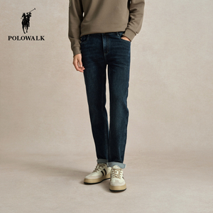 POLOWALK男士牛仔裤秋冬新款休闲时尚直筒裤百搭弹力修身裤子