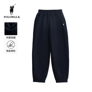 POLOWALK童装男童卫裤秋冬新品加绒长裤中大童宽松保暖休闲裤子