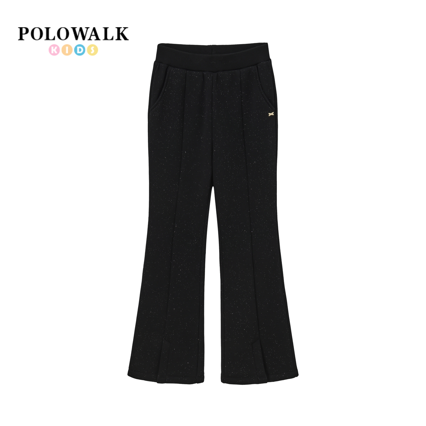 POLOWALK童装女童卫裤2025秋冬新品时尚烫钻微喇加绒阔腿裤子