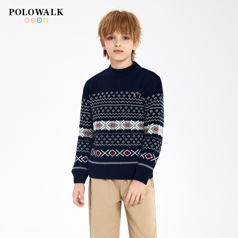 POLOWALK秋季男童线衫半高领夹里
