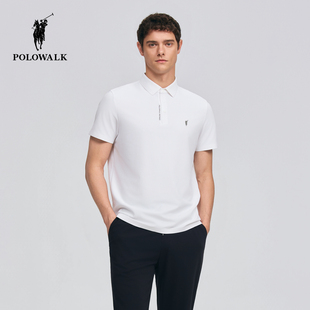 新品 2026春季 男装 简约纯色华夫格短袖 POLOWALK男式 商务POLO衫 短袖