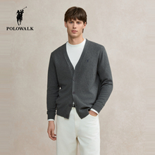 POLOWALK男式针织开衫2025秋季新品商务绅士通勤V领针织休闲外套