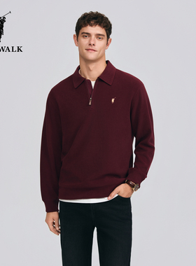 【新年款】POLOWALK男式卫衣2026春季新品男装简约半拉链套头卫衣
