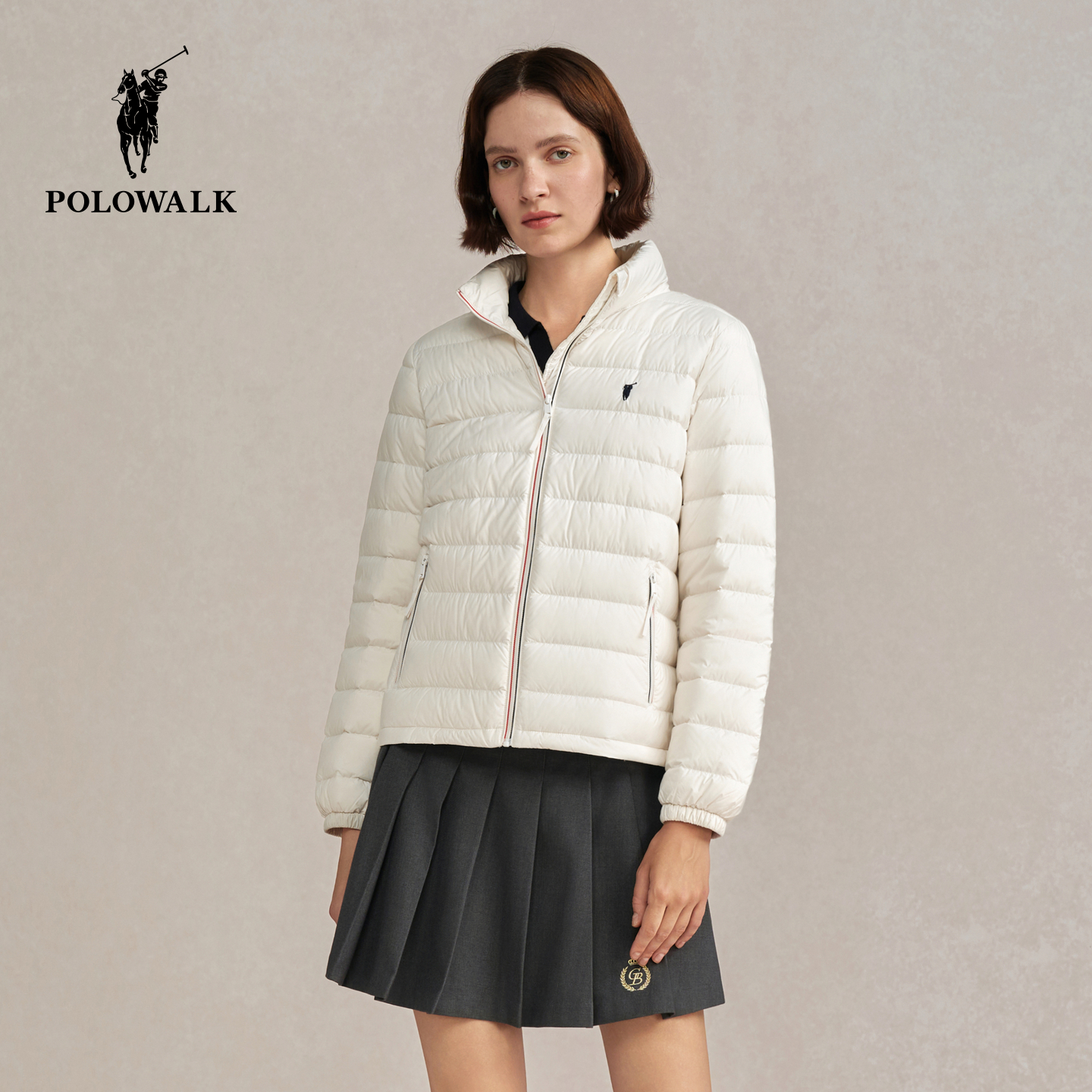 POLOWALK女式轻薄羽绒服2025冬季新品90鸭绒立领通勤保暖休闲外套