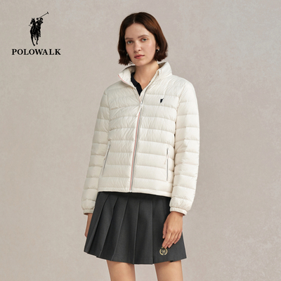 POLOWALK女式轻薄排骨羽绒服2025冬季新品90鸭绒立领通勤保暖外套