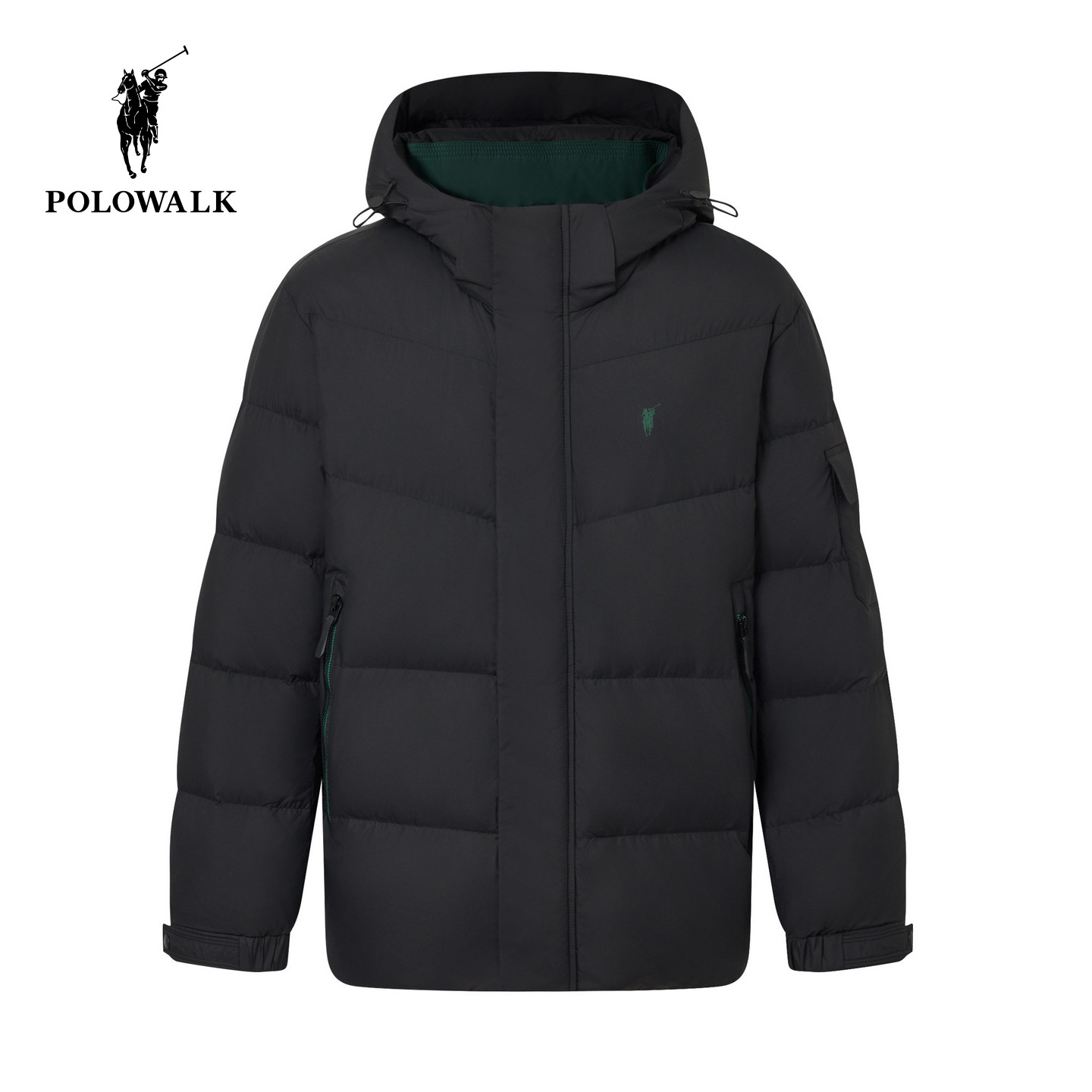 【90鸭绒】POLOWALK男式羽绒服2026冬季立领连帽保暖中长款外套