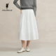 纯色百搭显瘦A摆裙 松紧腰中长款 POLOWALK女士半身裙2026春季 新品