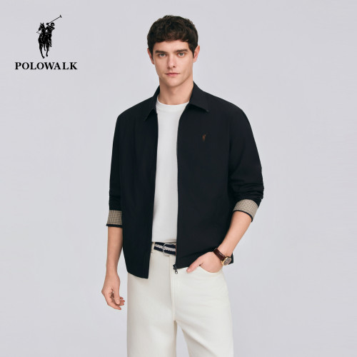 POLOWALK简约纯色翻领外套