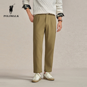 休闲裤 2025秋冬裤 新品 POLOWALK男式 商务休闲松紧腰直筒显瘦长裤 男