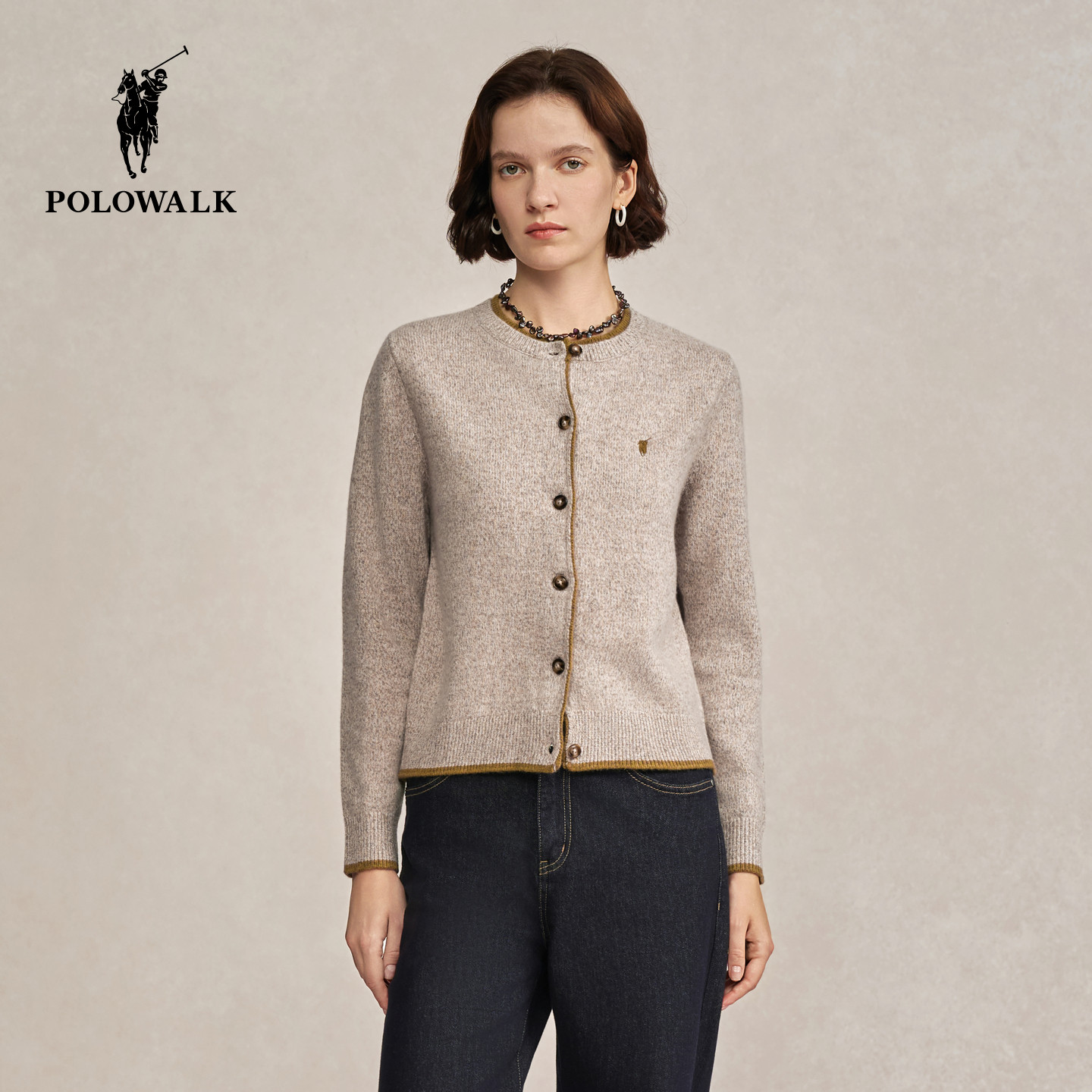 【100%绵羊毛】POLOWALK女式羊毛衫2025冬季新品经典