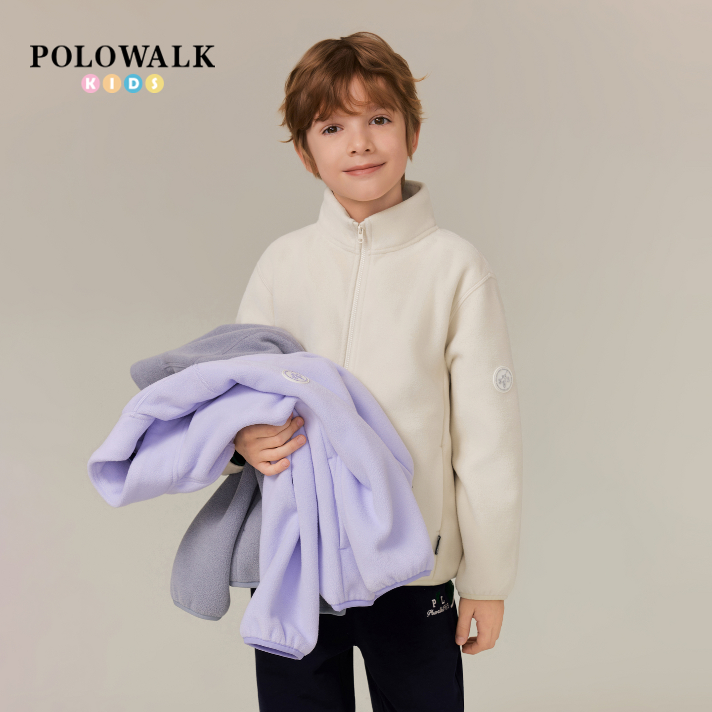 POLOWALK童装男女童外套2025秋冬新品时尚简约百搭立领休闲外套