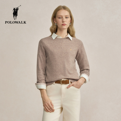 POLOWALK女式羊毛衫2025冬季新品休闲简约百搭圆领内搭套头衫女款