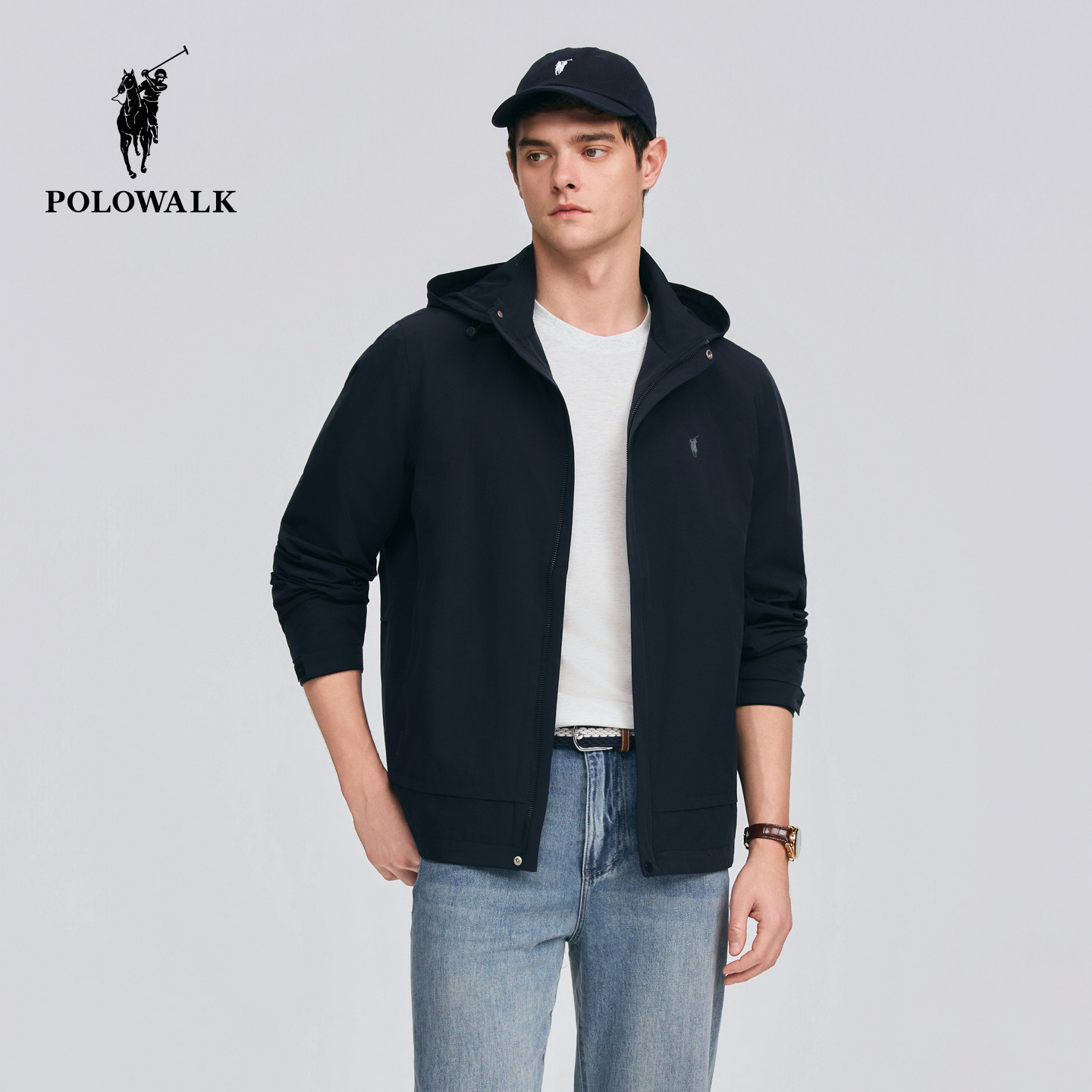 POLOWALK简约连帽运动夹克