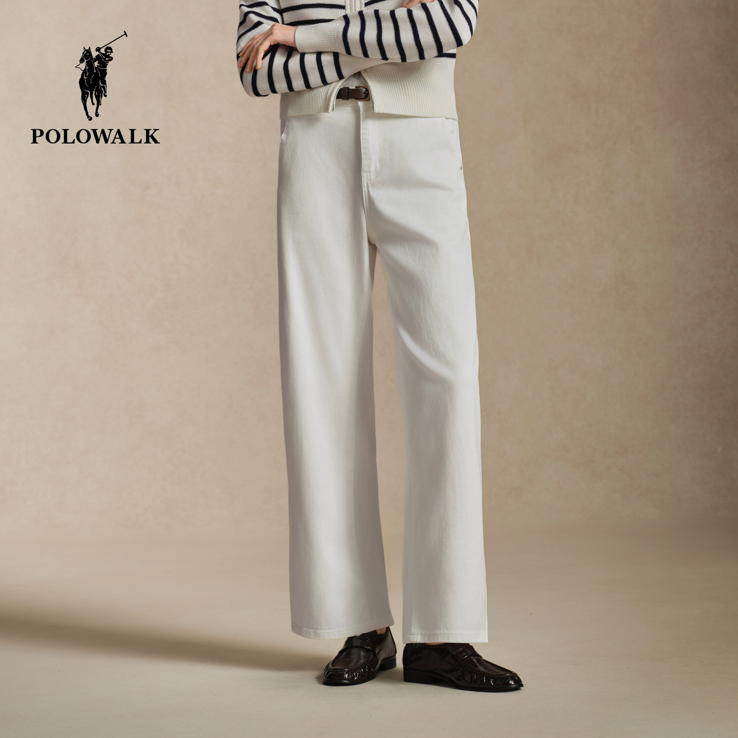 POLOWALK女式牛仔裤2026秋冬裤新品经典直筒纯色修身香蕉弯刀裤
