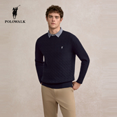 针织衫 2025秋季 新品 POLOWALK男装 假两件商务韩系绞花男式 套头上衣