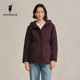 POLOWALK女式羽绒服2025冬季新品简约百搭90鸭绒连帽羽绒外套女装