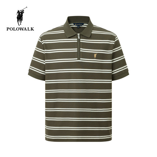 [特惠]POLOWALK男式短袖POLO衫撞色清新条纹显瘦polo上衣