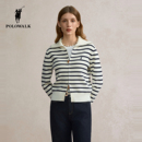 薄款 简系条纹针织衫 外套百搭上衣 秋冬新款 POLOWALK女士polo领开衫