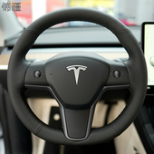 锦疆适用于特斯拉model3 y方向盘套专车专用真皮手缝把套纳帕