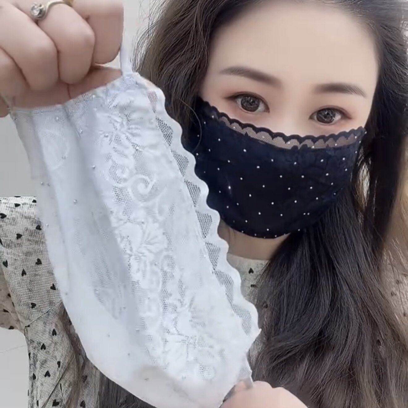 网纱新款女神点亮钻面罩高档防尘超薄透气蕾丝花边高颜值面罩夏季图片