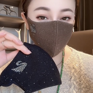 加大加厚保暖防尘护眼角网红款 口罩冬季 亮星斜纹天鹅时尚 2025新款