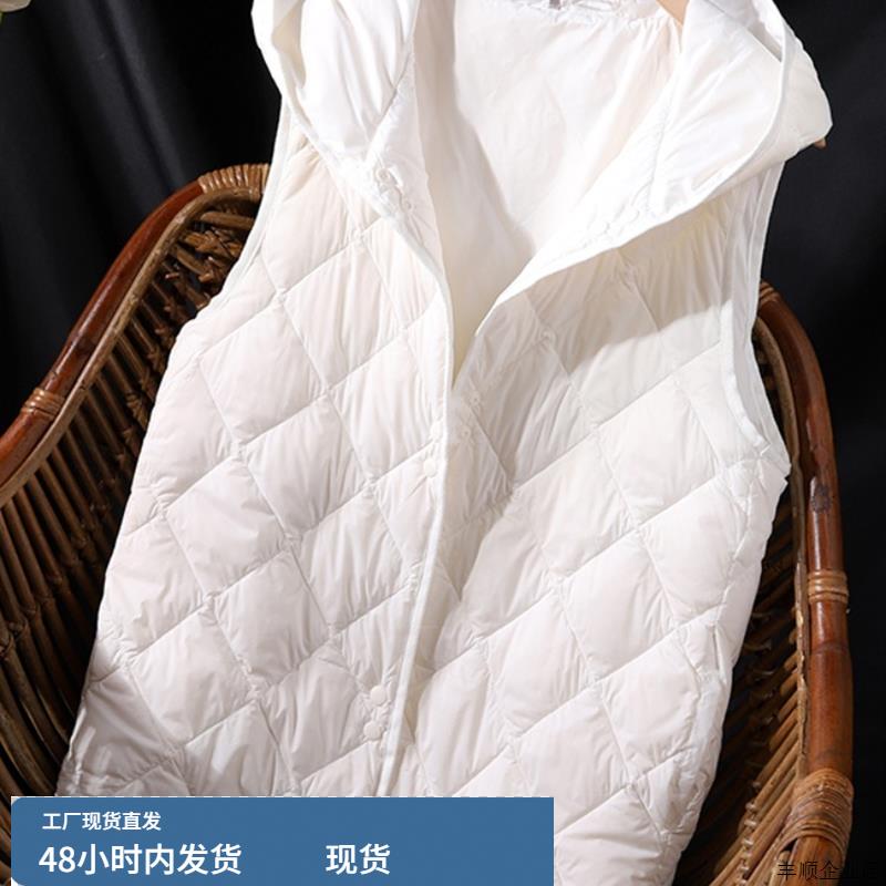 菱格轻薄羽绒棉服马甲外套女秋冬季宽松休闲百搭无袖坎肩连帽上衣