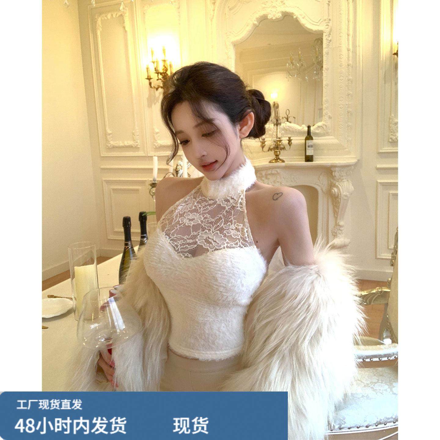 米白色辣妹性感内搭外穿挂脖蕾丝吊带背心女2025新款纯欲短款上衣,孕妇装/孕产妇用品/营养,套装,淘宝优惠券,粉丝福利购,淘宝优惠卷