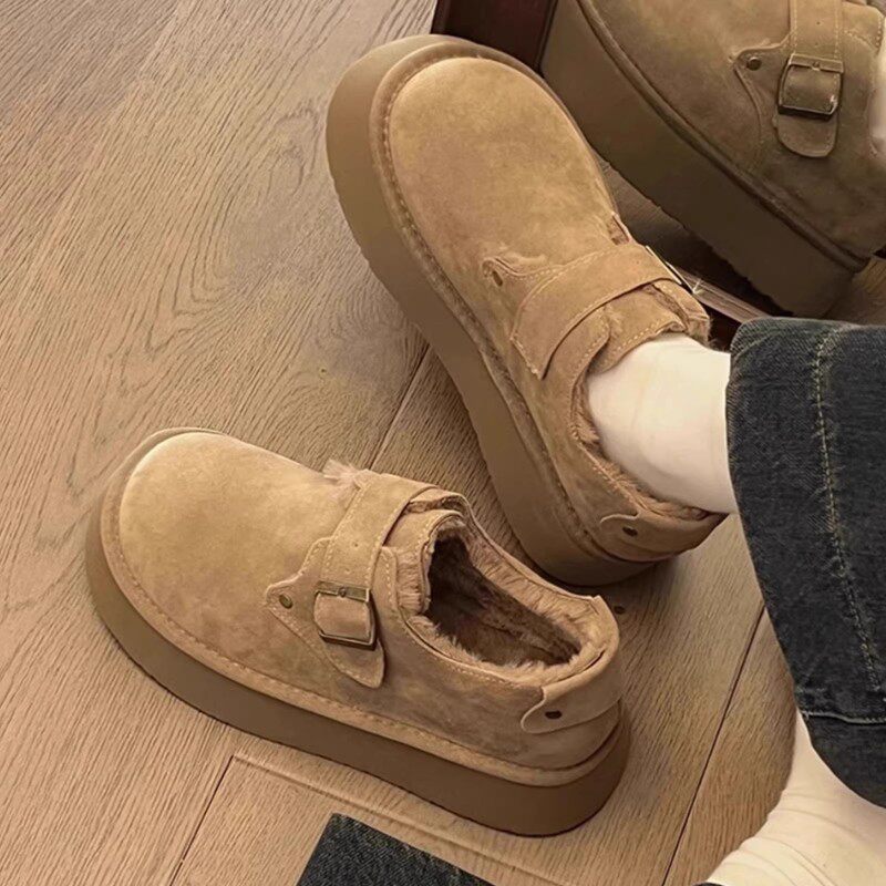 爆款勃肯棉鞋女2025新款秋冬季一脚蹬雪地靴34码加绒加厚棉1215r