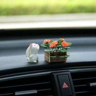 饰 女生品精致绣球花陶土手工木箱小摆件花朵汽车车载迷你车内装