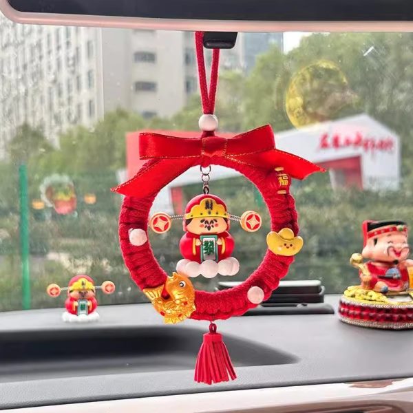 扫把手工diy挂件友金色车挂男制作礼物爸爸财神爷铃铛材料包车挂