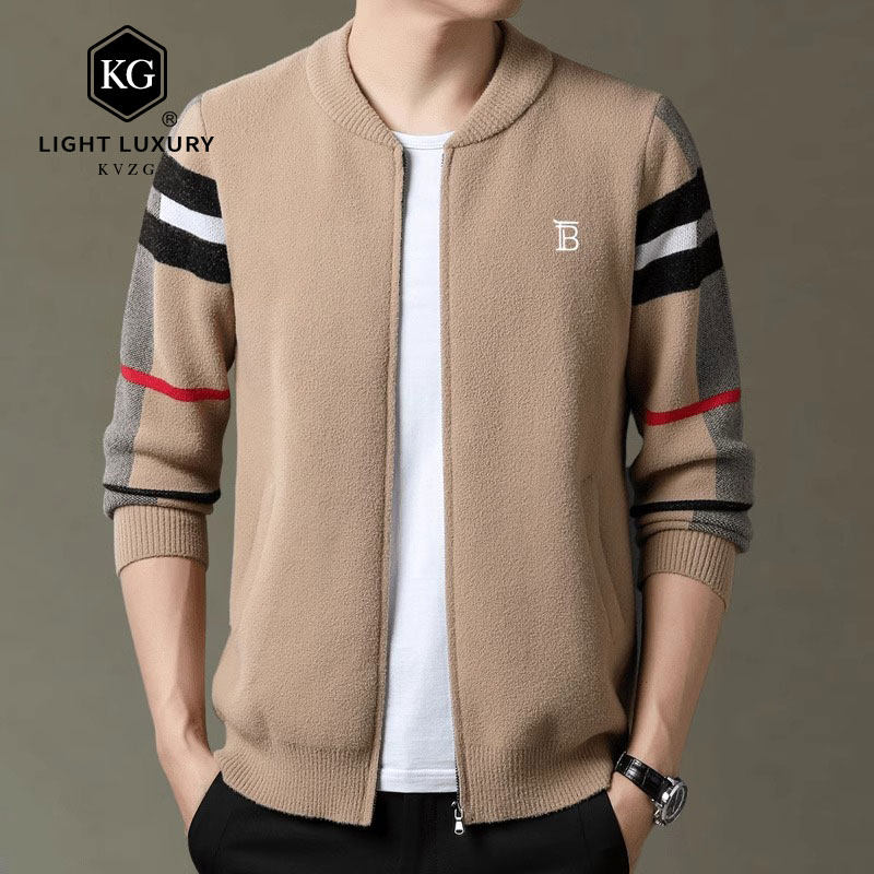 2025春季新款时尚轻奢休闲百搭男士圆领毛衣针织开衫外套韩版毛衣