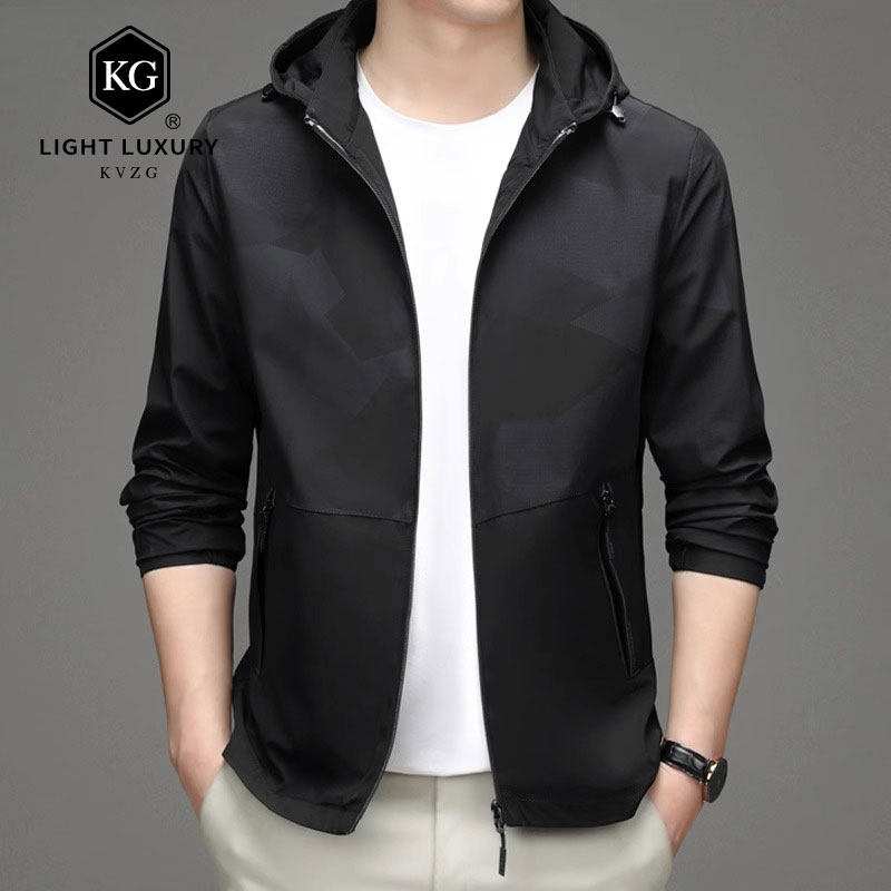 夹克外套男士2025年春秋季新款运动连帽上衣休闲百搭冲锋衣男装