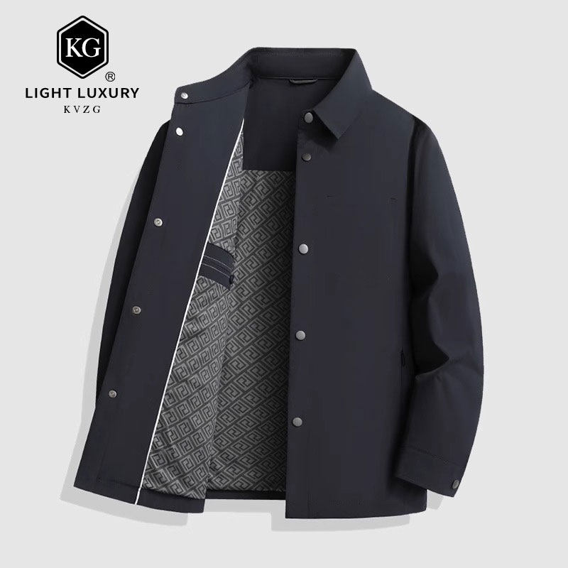 2025春季新款夹克男商务休闲行政派克服翻领男士外套爸爸装衣服