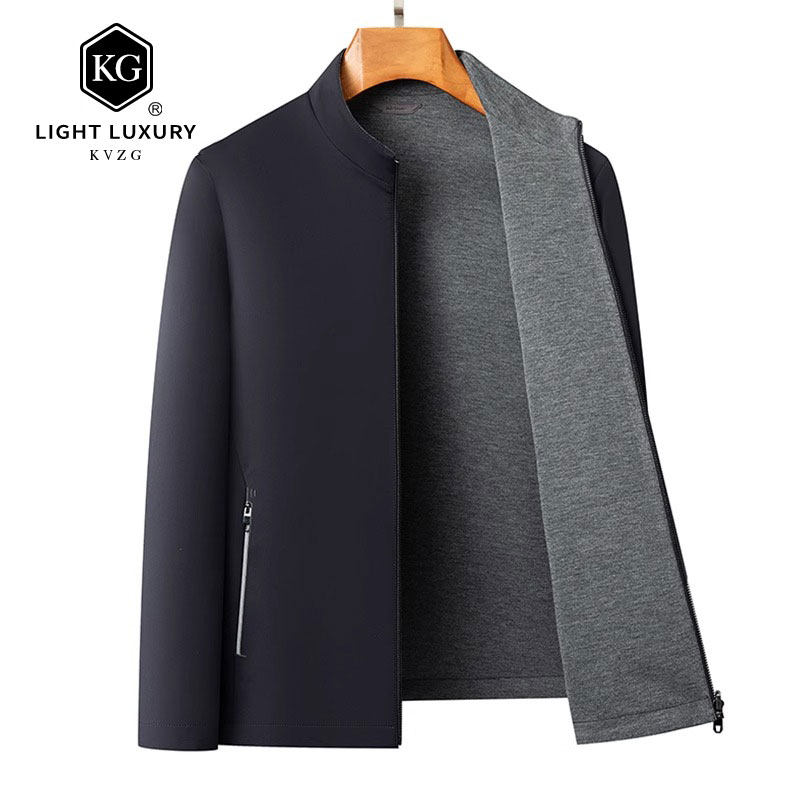 2025春季新款外套男双面可穿立领夹克纯色休闲轻奢百搭行政夹克