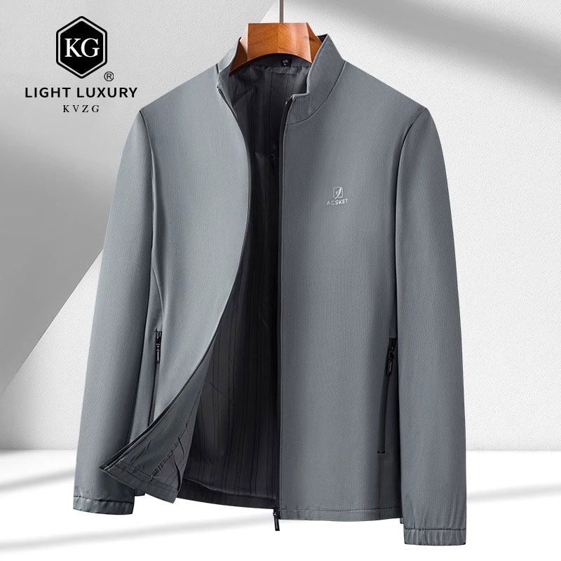 中年男士夹克衫立领商务休闲轻奢爸爸装宽松外套薄款春装上衣茄克