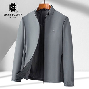 中年男士夹克衫立领商务休闲轻奢爸爸装宽松外套薄款春装上衣茄克