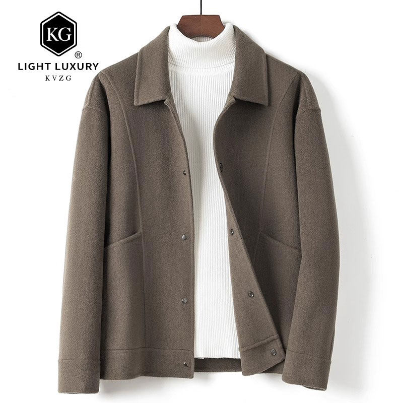 双面呢男夹克2025春季新款短款宽松呢子外套休闲时尚毛呢大衣男