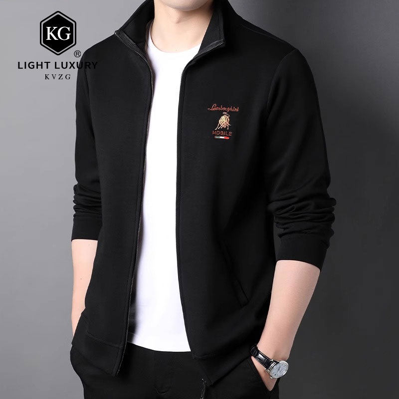 2025春季新款男士卫衣立领开衫拉链夹克外套中年休闲男装上衣潮