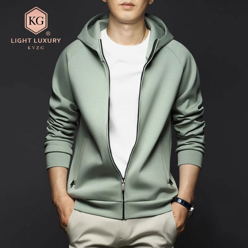 2025春季新款时尚轻奢男士休闲百搭夹克运动卫衣连帽长袖外套上衣