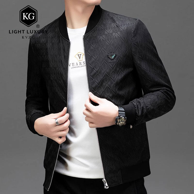 薄款夹克男士外套2025春季新款时尚轻奢黑色棒球领服休闲百搭,男装,夹克,淘宝优惠券,粉丝福利购,淘宝优惠卷