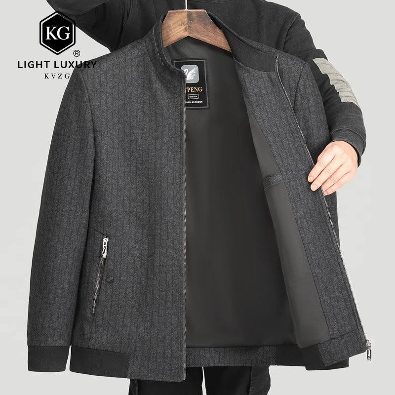 2025春季新款中年男士爸爸秋装立领夹克衫爷爷中老年人休闲外套