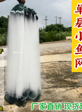 单层渔网粘网沉网浮网5分6分1指餐白条捕捞小鱼网加密柔软丝网挂