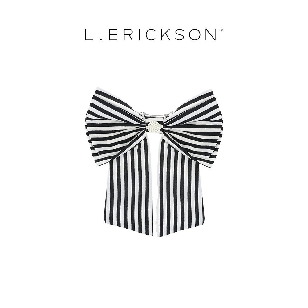 L. ERICKSON/莱丽克森格雷系蝴蝶结发夹 黑白条纹,饰品/流行首饰/时尚饰品新,发饰,淘宝优惠券,粉丝福利购,淘宝优惠卷