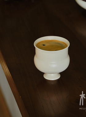 梅子 宋式腰鼓杯 全手工 陶瓷高脚杯  中式复古茶杯 酒杯 咖啡杯