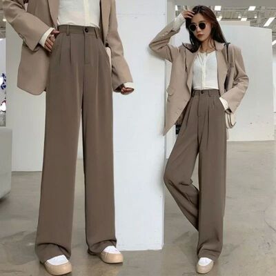 Solid color drape high waisted suit pants纯色垂感高腰西装裤