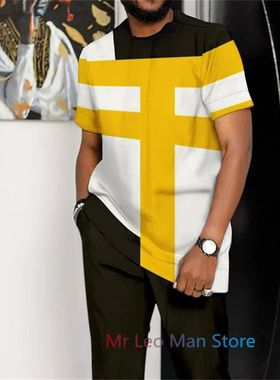 Printed casual pants sports suit for men印花休闲长裤运动套装