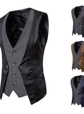 Casual buckle fake two vest men 黑灰色休闲系扣无袖假两件马甲