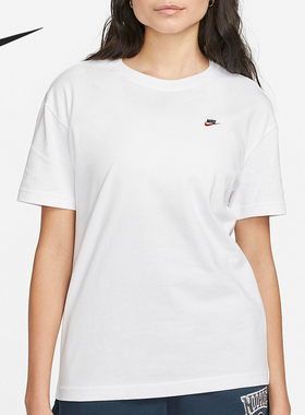 Nike/耐克正品夏季新款女士运动休闲刺绣圆领短袖DZ4686-100