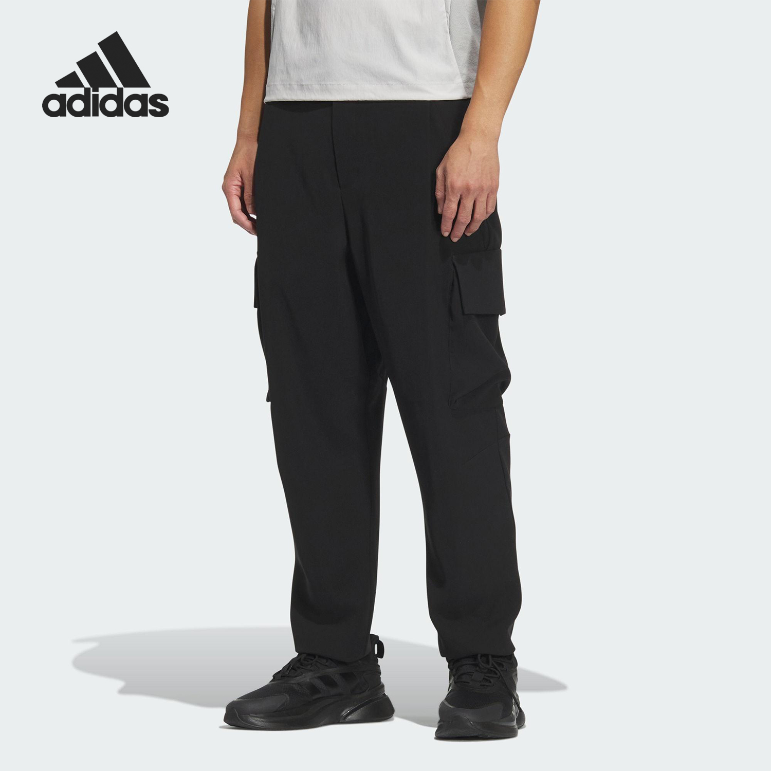 Adidas/阿迪达斯正品2025春季男士运动多口袋锥形长裤JL9355