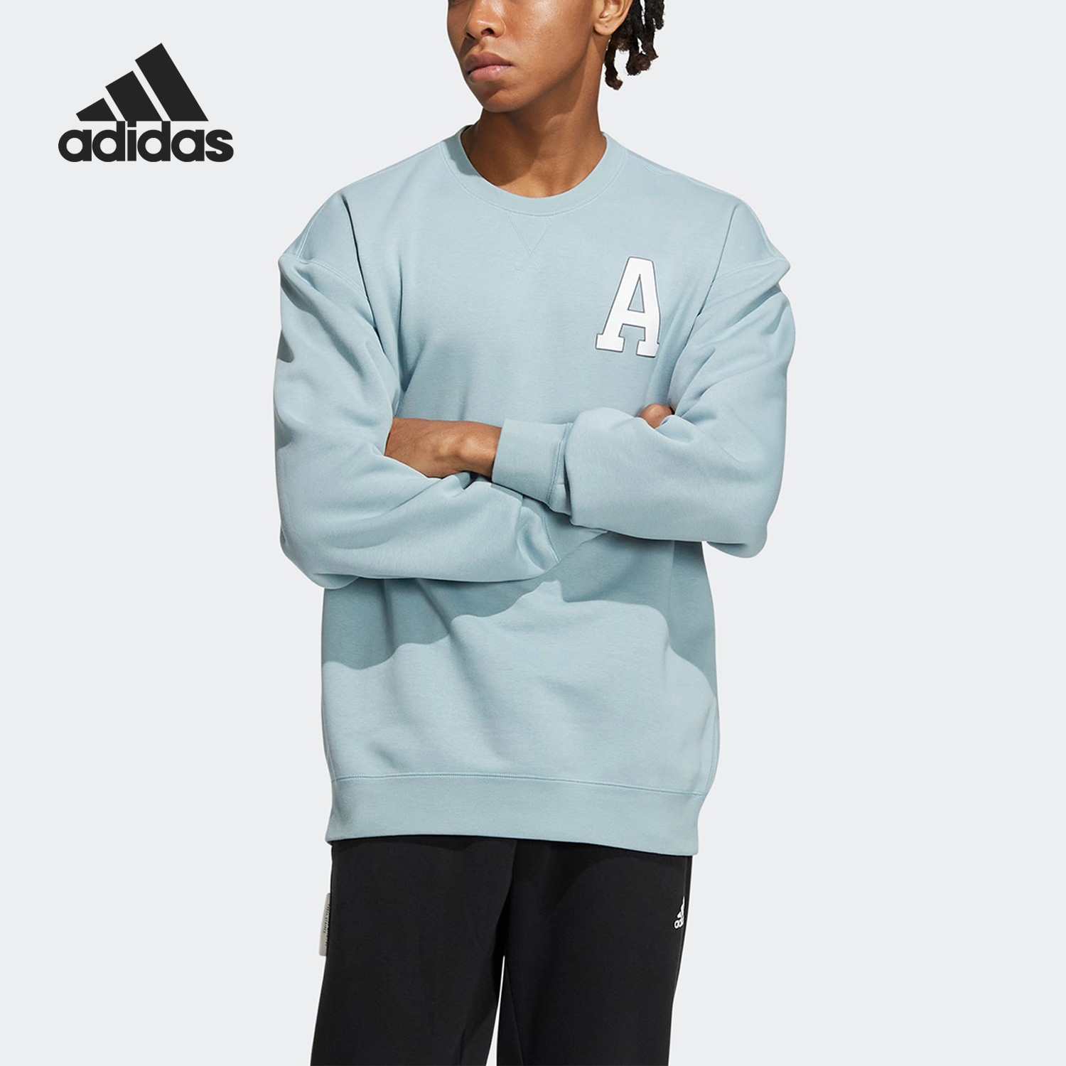 Adidas/阿迪达斯正品LETTER SWEATER男女圆领套头卫衣IB2743
